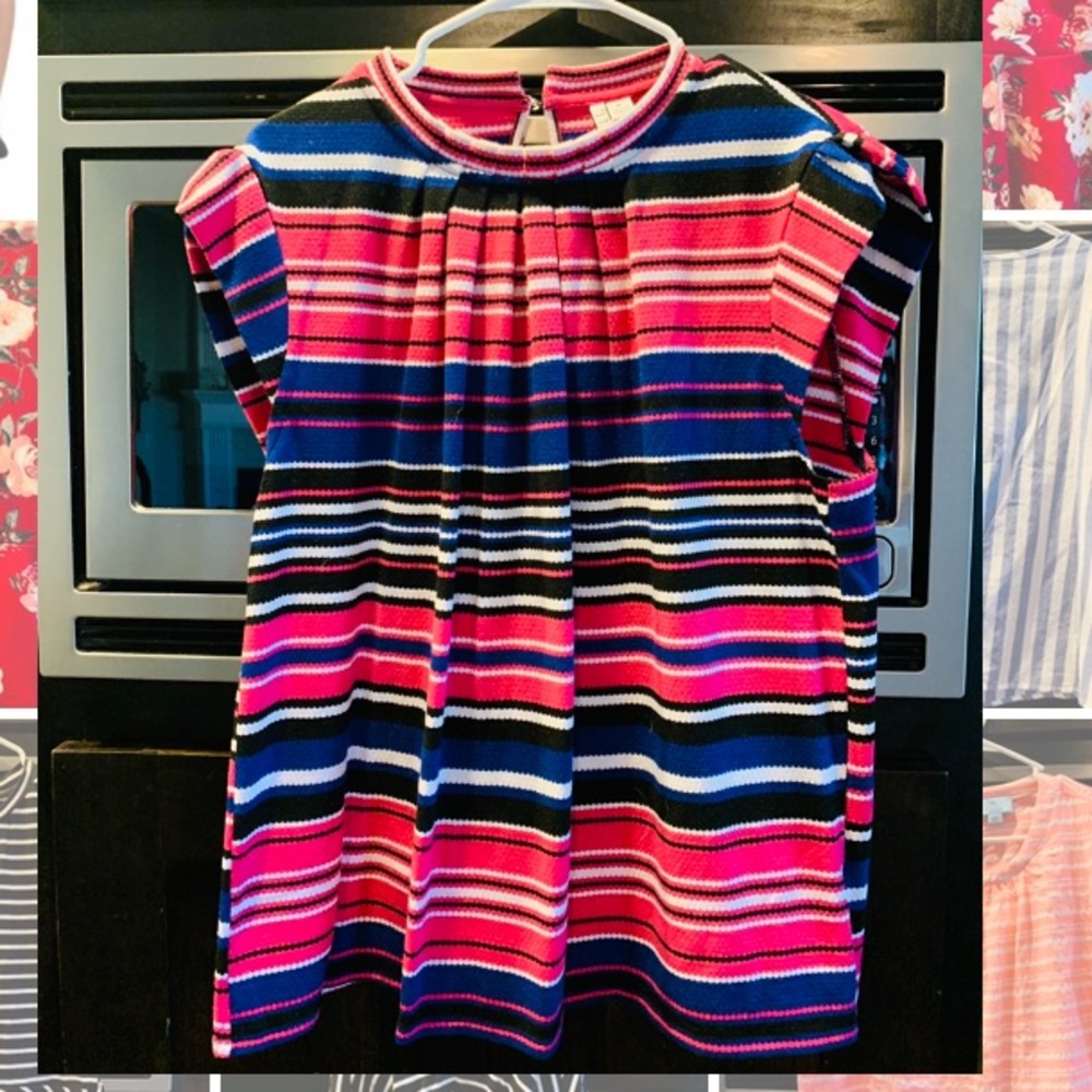 Elle xl Pink Blue Black Striped Top